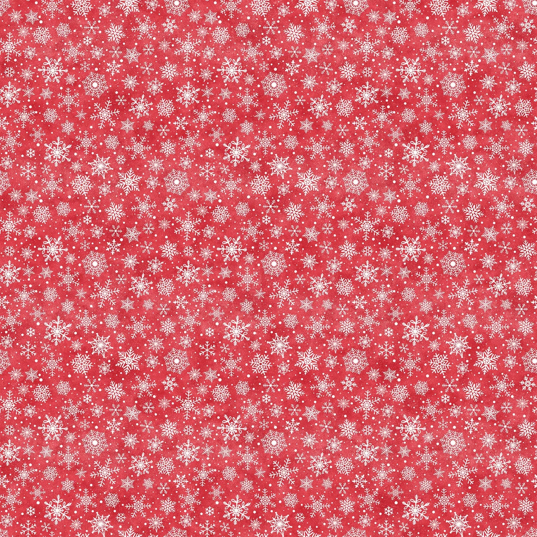 a red flannel fabric with a snowflake illustrations. from FIGO Fabrics line Little Donkey's Christmas. 100% Cotton for quilting and crafting