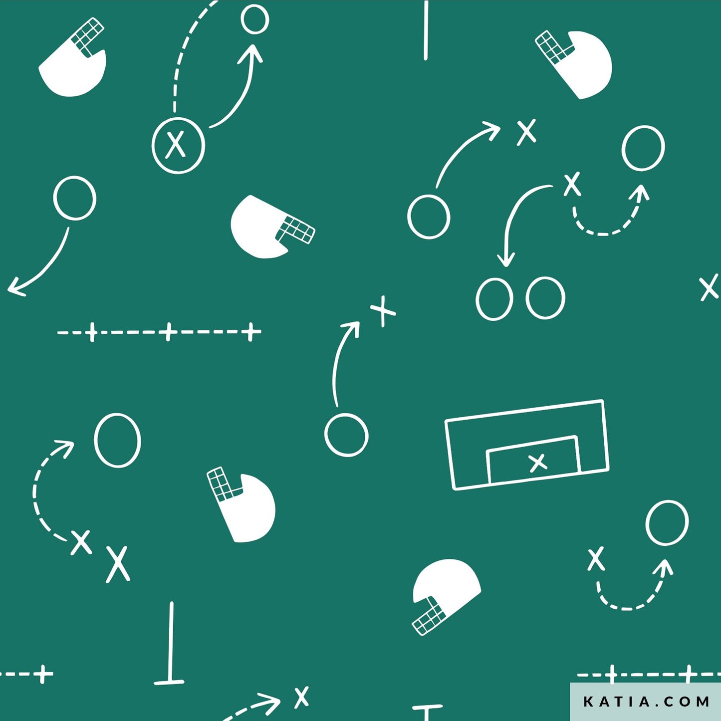 picture of french terry fabric with a green rugby football theme