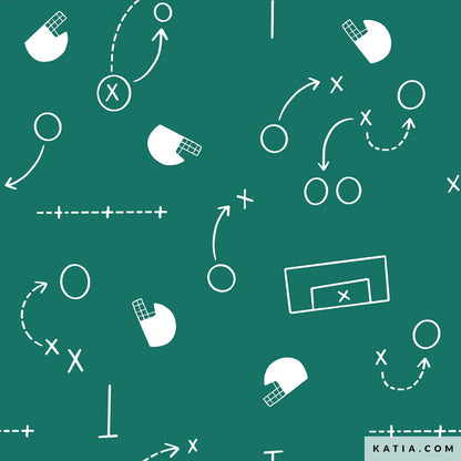 picture of french terry fabric with a green rugby football theme