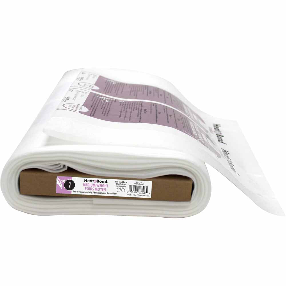 Roll of Heat-Bond iron-on fusible tricot interfacing for knit fabrics.