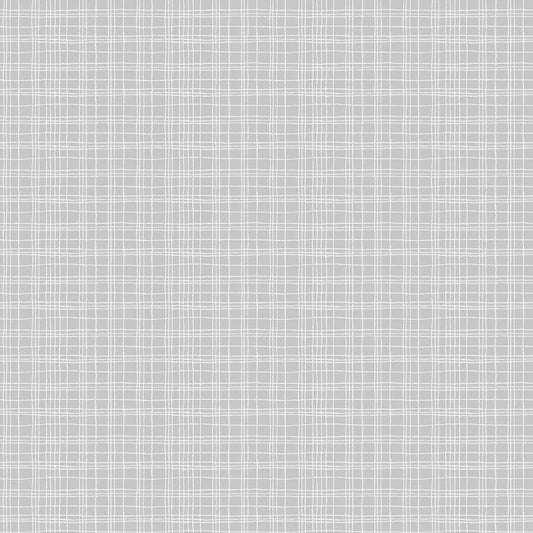 A gray flannel fabric with a repeating pattern of crosshatches. from FIGO Fabrics line Snuggle Bunny. 100% Cotton for quilting and crafting