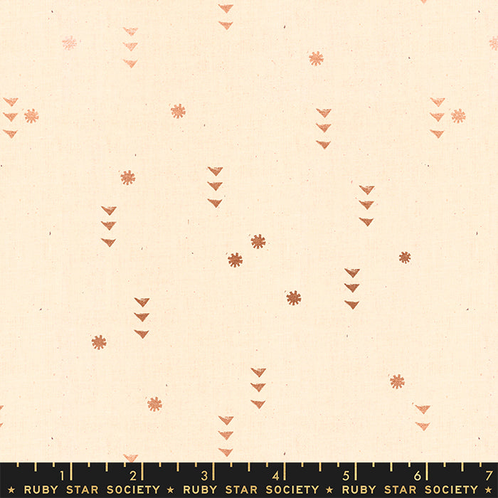 Fabric with a cream background and gold spec pattern. From Heirloom by Alexia Abegg at Ruby Star Society. 100% cotton for sewing, crafting, and quilting. 
