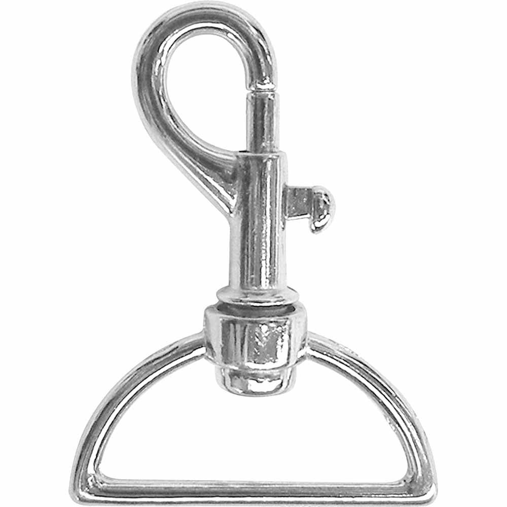 Metal clasp with a swivel hook on a white background