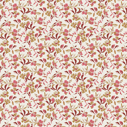 Floral patterned fabric with pink and red flowers on a white background from Fairview avenue Bari J Art Gallery Fabric quilting cotton for sewing and crafting.