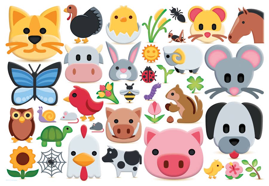 Collection of colorful animal and nature-themed stickers on a white background