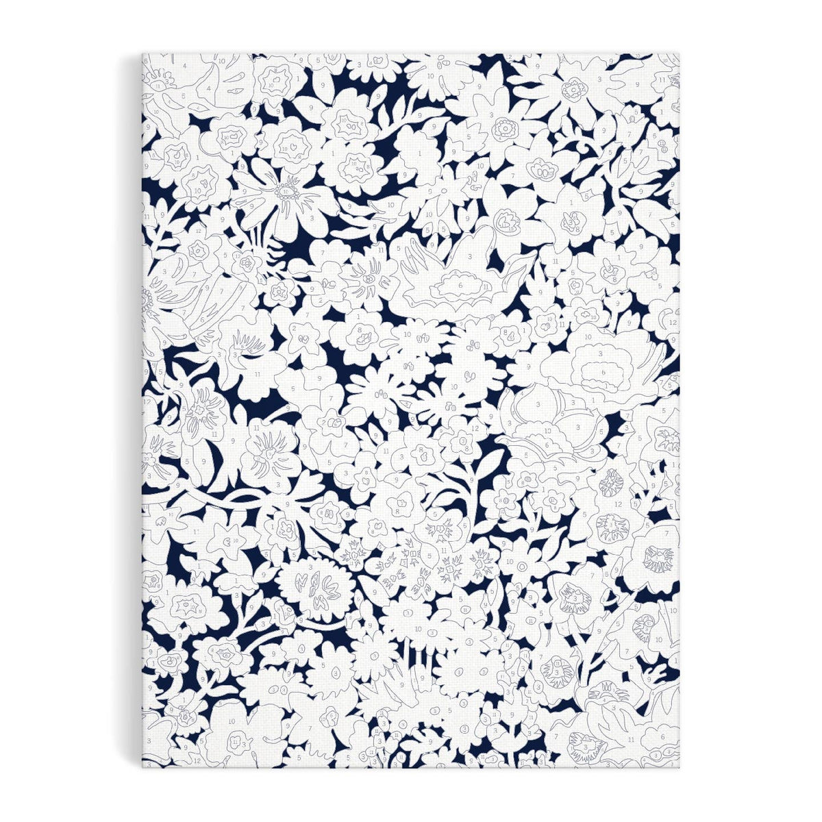 Floral patterned notebook with white flowers on a navy blue background