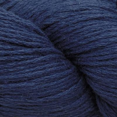 Close-up of dark blue cotton linen blend yarn for knitting and crochet