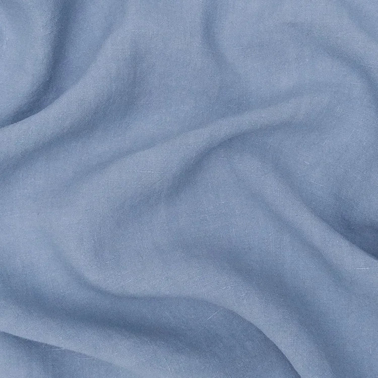 Blue 100% soft antique washed linen fabric for sewing and crafting
