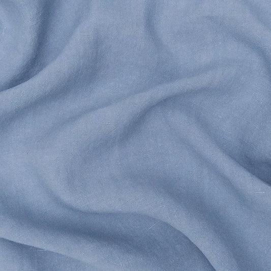Blue 100% soft antique washed linen fabric for sewing and crafting