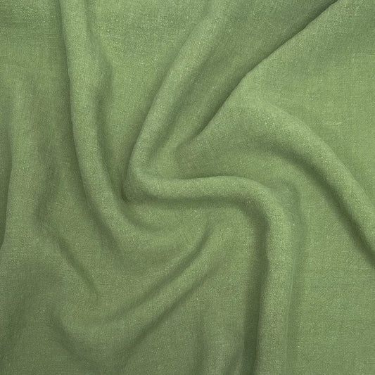Green 100% soft antique washed linen fabric for sewing and crafting