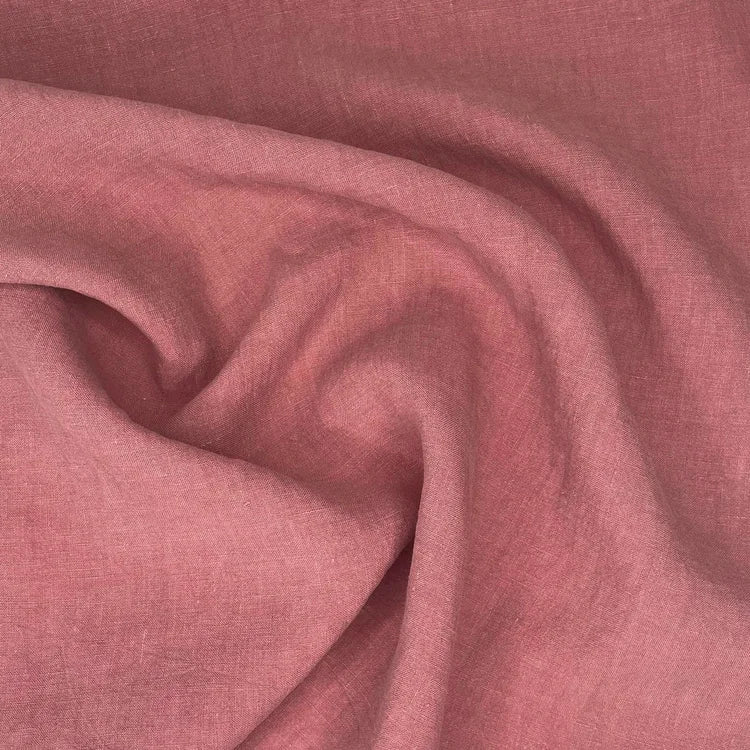Rose pink 100% soft antique washed linen fabric for sewing and crafting