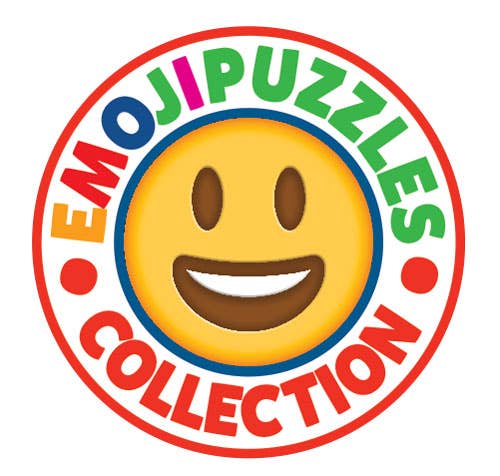 Logo for Emojipuzzles Collection with a smiley face in the center on a white background