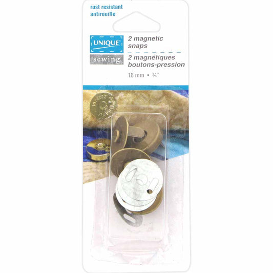 Packaging of two magnetic sewing snaps for bagmaking and crafting
