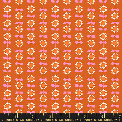 Patterned fabric with flowers and bows on an orange background, featuring Ruby Star Society branding.