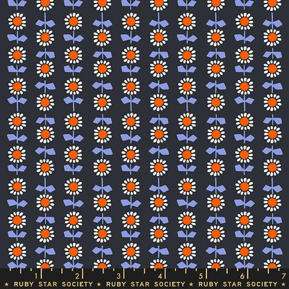 Patterned fabric with flowers and bows on a navy background, featuring the Ruby Star Society label.