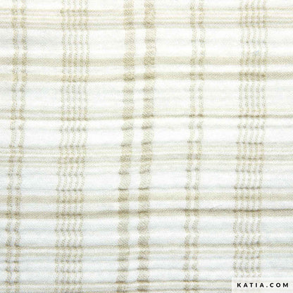 Close up of muslin fabric with a beige tartan pattern from Katia Fabrics