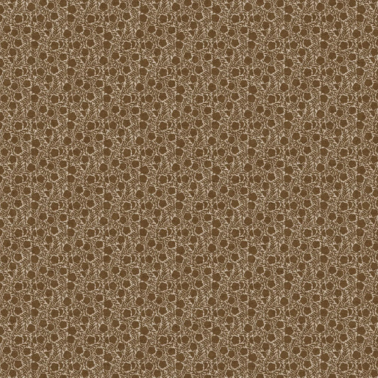 Brown floral patterned fabric texture. Linen cotton blend fabric material for sewing. 
