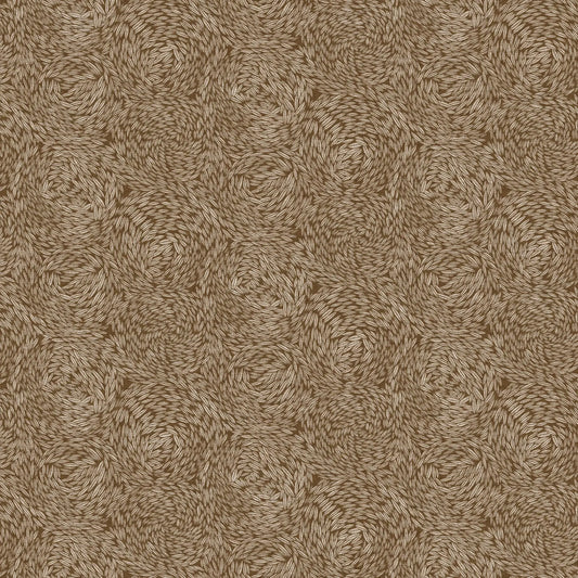 Brown textured pattern ochre Linen cotton blend fabric material for sewing. 
