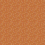 orange colored fabric with small yellow flower illustrations.  typically used for quilting and crafting. from Eden from FIGO Fabrics 