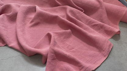 Close up of 100% linen fabric for sewing and crafting