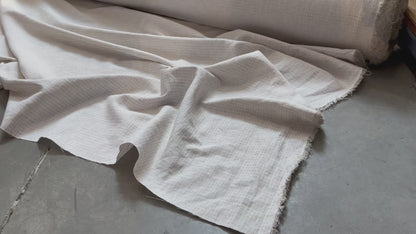 close up of cotton linen blend fabric with subtle checks