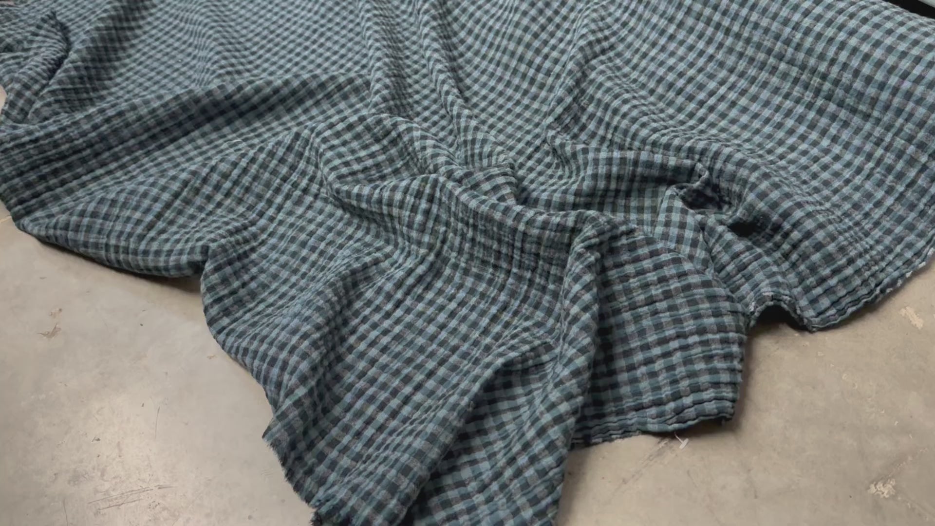 Video of yarn dyed fabric with checks