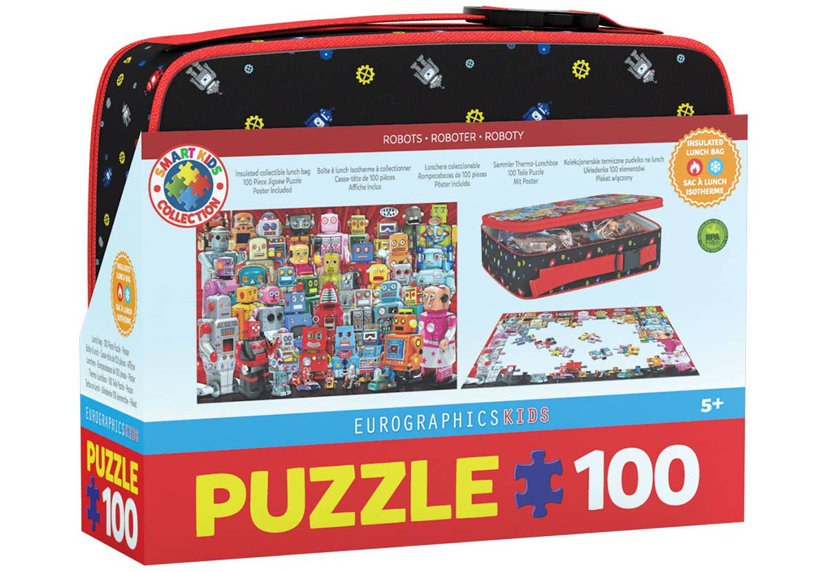 Eurographics robot-themed puzzle packaging with 100-piece puzzle