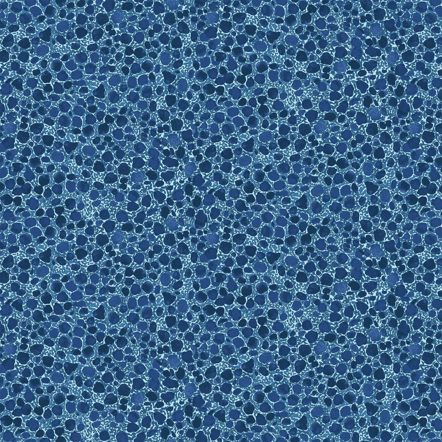 blue colored fabric with river rock illustration.  typically used for quilting and crafting. from Eden from FIGO Fabrics 