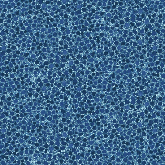blue colored fabric with river rock illustration.  typically used for quilting and crafting. from Eden from FIGO Fabrics 