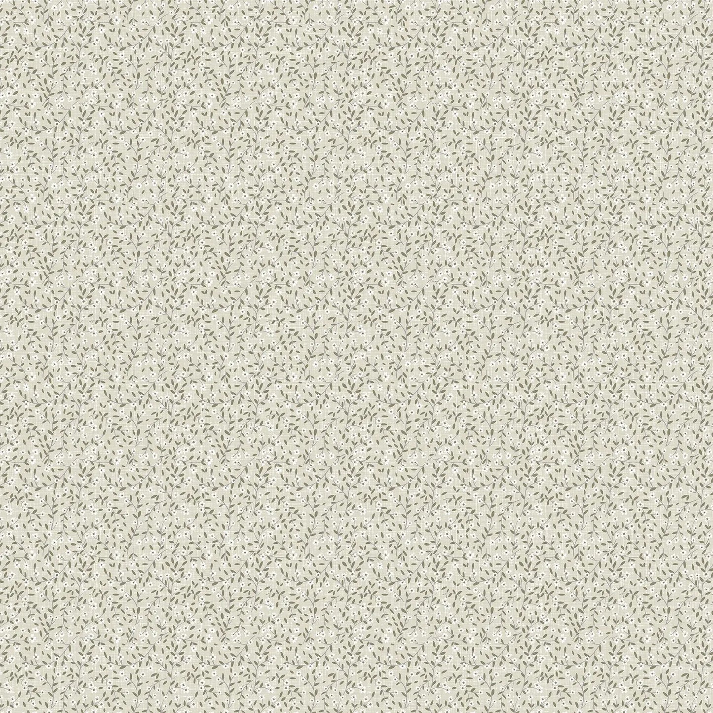 Fabric with a light sage background with ditsy floral illustration design. from Klara FIGO Fabrics fat quarter bundle Bernadett Urbanovics 