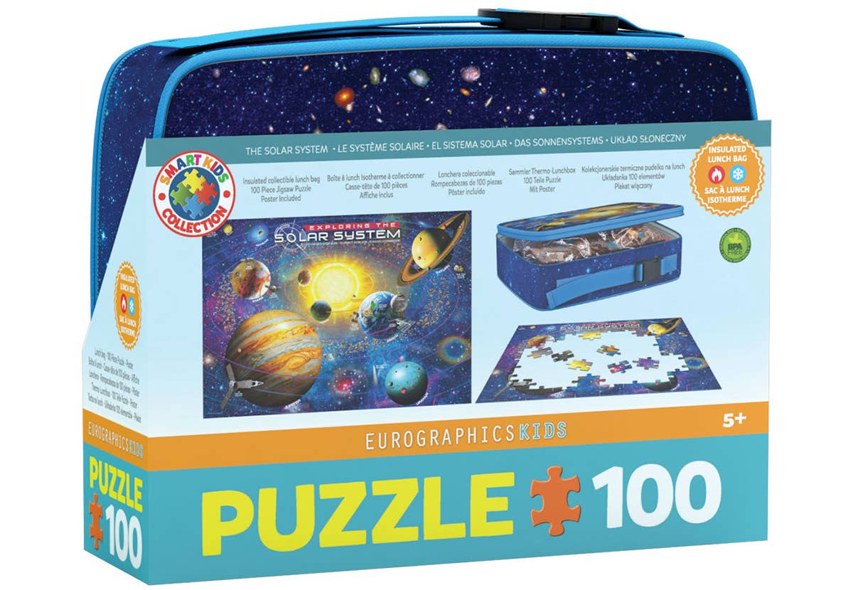 Puzzle box with solar system design and Eurographics branding