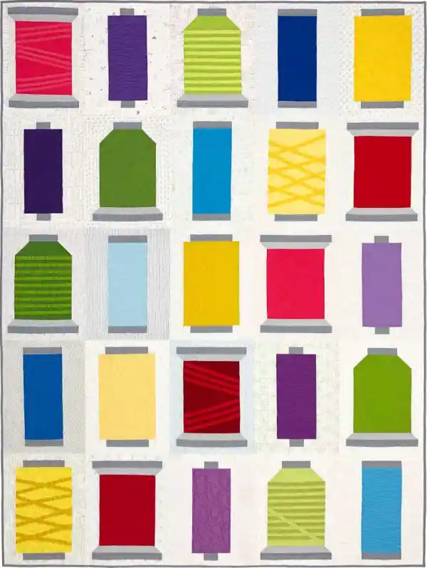 Printed quilt pattern featuring thread spools Ruby Star Society