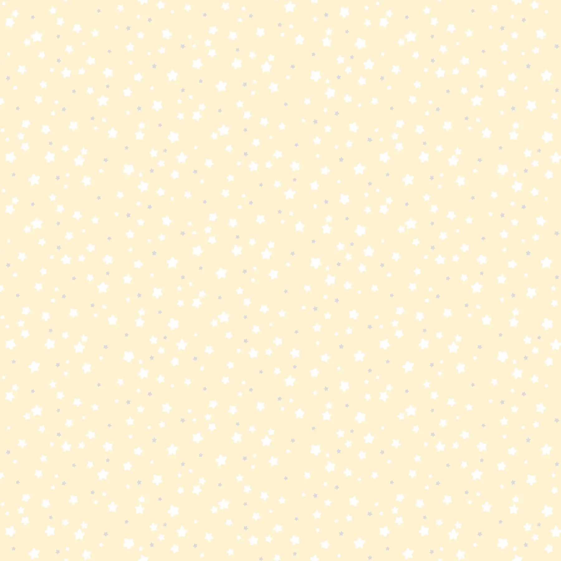 a yellow flannel fabric with stars illustrations. from FIGO Fabrics line Snuggle Bunny. 100% Cotton for quilting and crafting