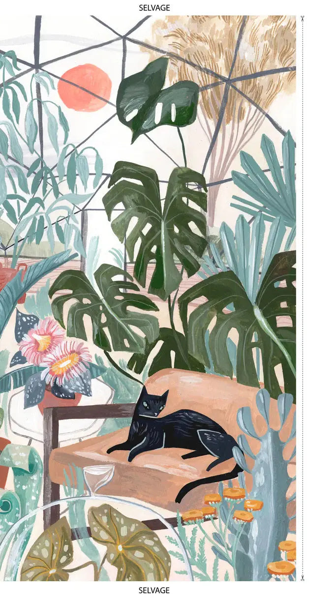 feline cat fabric panel. 100% for crafting wall hanging or quilt. 
