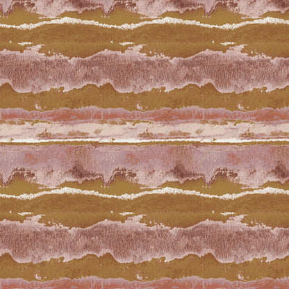Patterned fabric with horizontal stripes in brown, pink, and white. from Soar by Katerina Roccella Art Gallery Fabrics premium cotton for sewing and crafting.