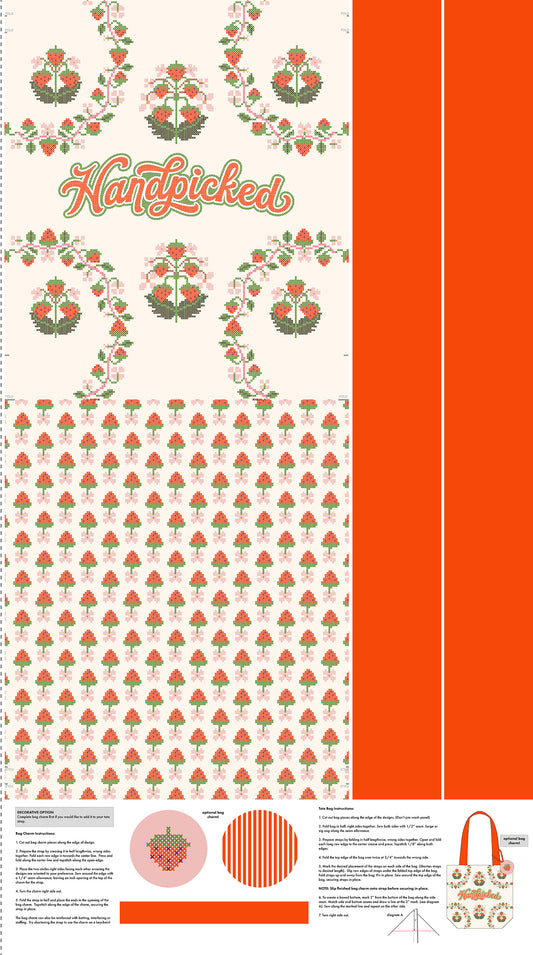 Once Upon a Charm strawberry tote bag sewing kit panel by FIGO Fabrics