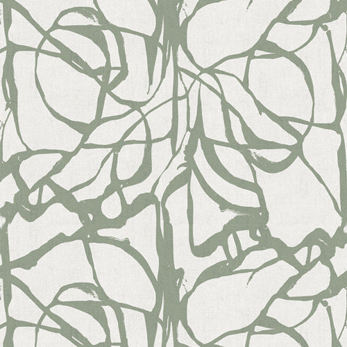 Abstract leaf patterned fabric in green on a light gray background from Soar by Katerina Roccella Art Gallery Fabrics premium cotton for sewing and crafting.
