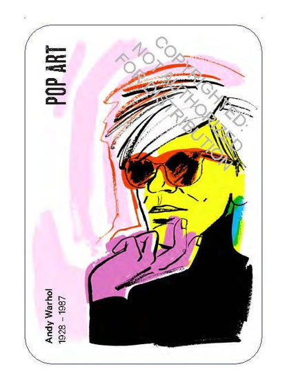Colorful pop art portrait with sunglasses and text on a white background