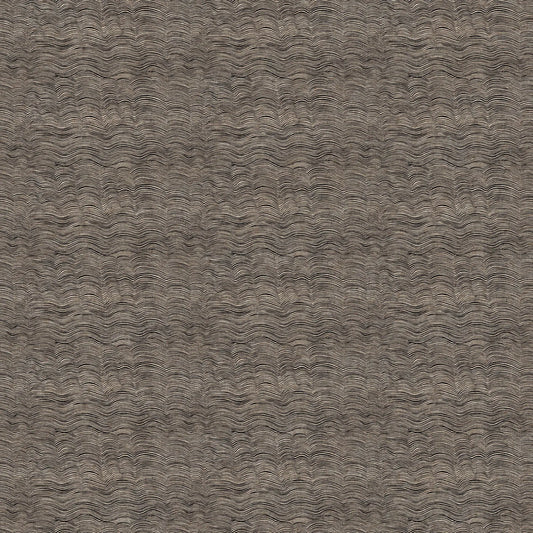 Textured brown patterned material for sewing. wavy lines. Linen cotton blend fabric material for sewing. 