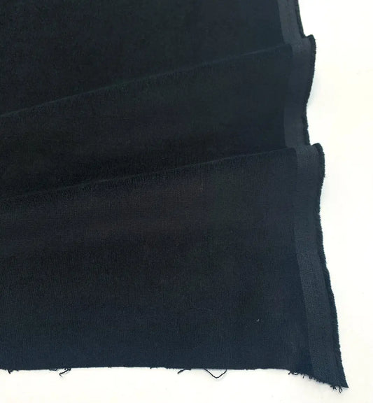 Solid black corduroy fabric, cotton blend fabric for sewing. 