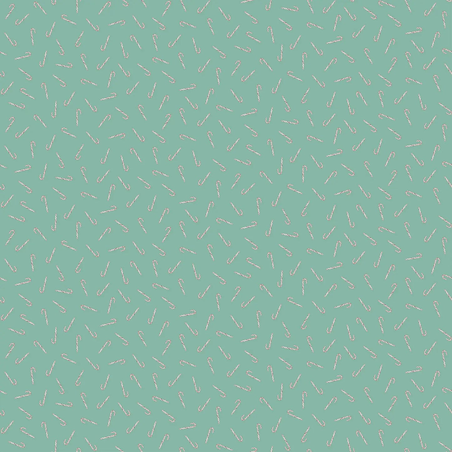 Fabric with a light teal background and small candy cane illustrations. Christmas fabric bundle 11 Piece Fat Quarters, Noel by Figo Fabrics. 100% cotton for sewing and crafting. 