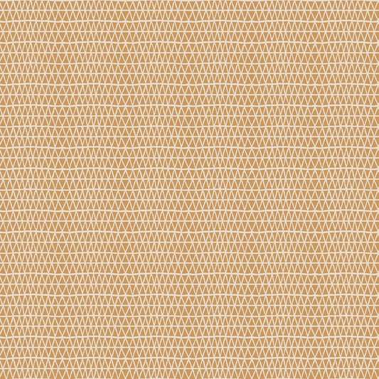 A fabric with a gold background and white diamond pattern. From wild cottage collection figo fabrics fat quarter bundle.