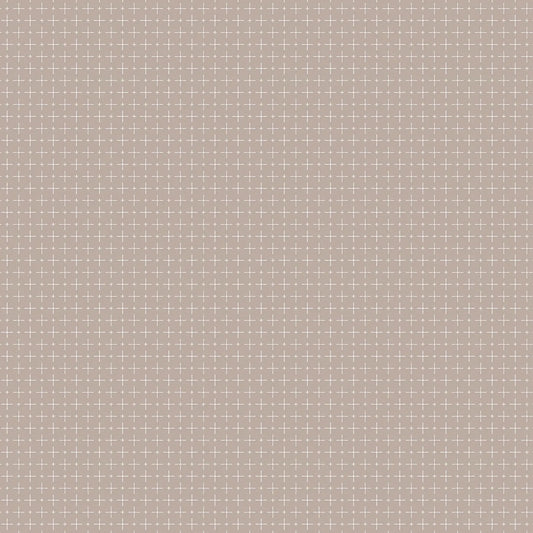 Woven Fabric with a beige background and white crosses. 100% cotton from FIGO Fabrics.