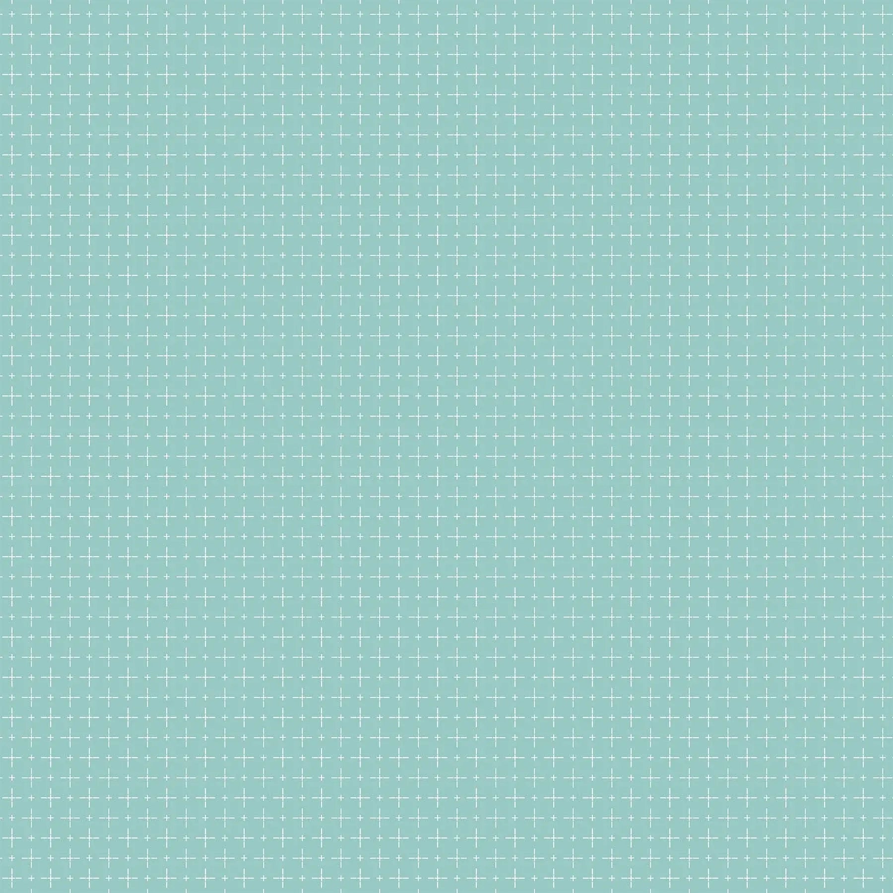 Woven Fabric with a light teal background and white crosses. 100% cotton from FIGO Fabrics.