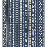 Fabric with a blue background and garden themed white pattern. From Heirloom by Alexia Abegg at Ruby Star Society. 100% cotton for sewing, crafting, and quilting. 