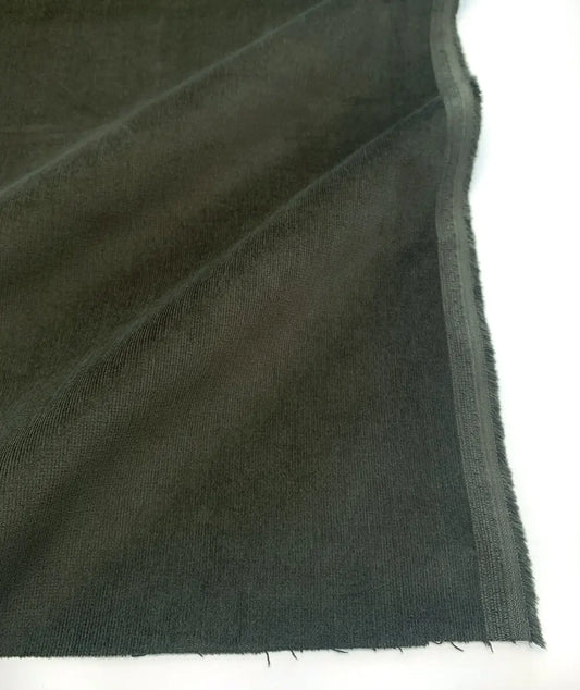 Solid black corduroy fabric, cotton blend fabric for sewing. 
