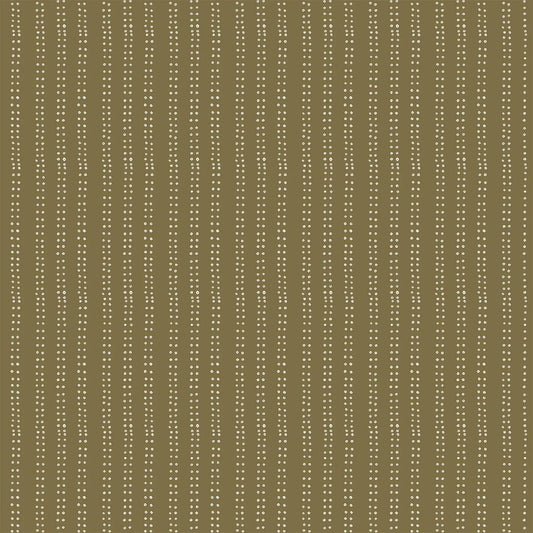 A fabric with a double row dot pattern in a olive background. From wild cottage collection figo fabrics fat quarter bundle.