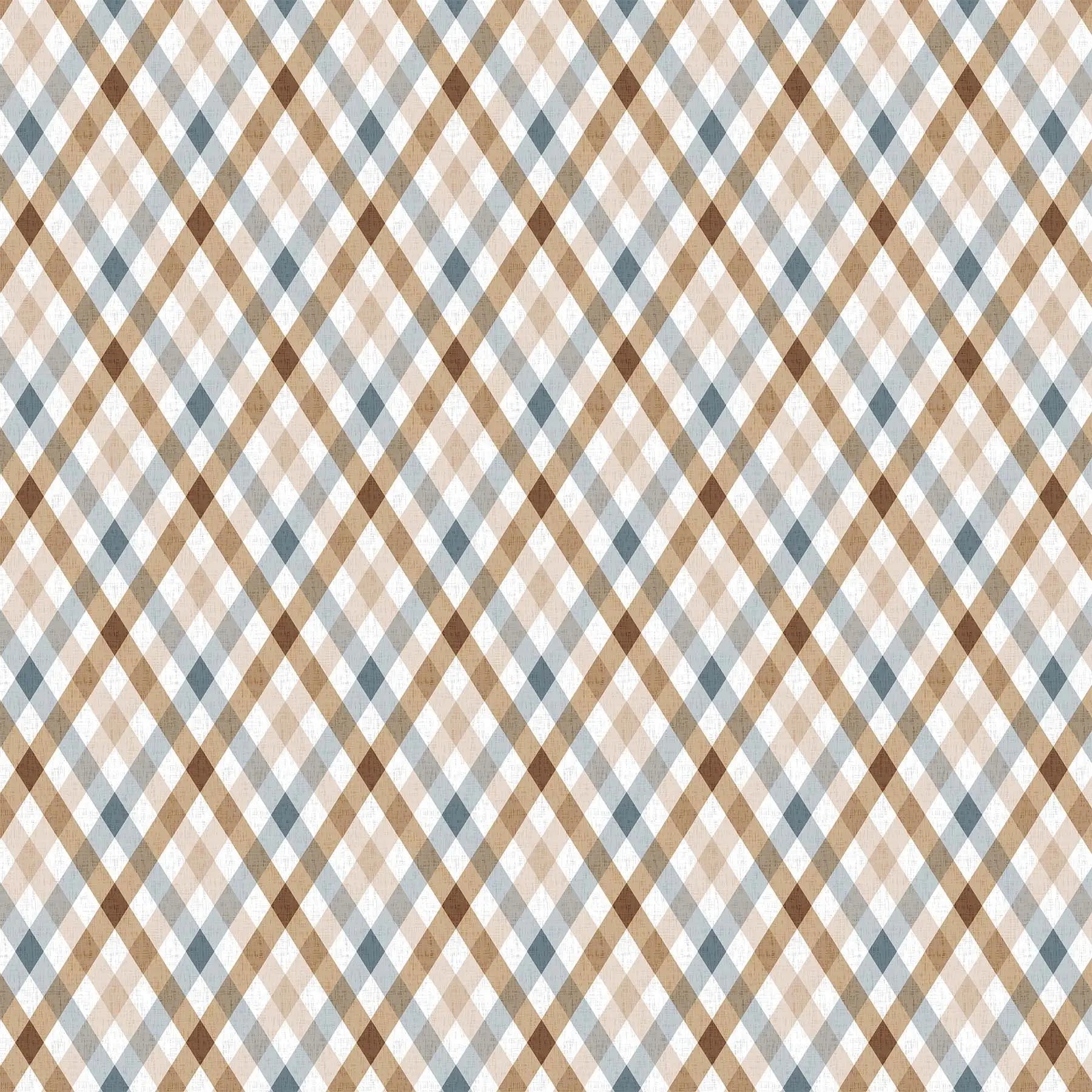Fabric with a white background and plaid design. From Calm Waters by FIGO Fabrics. 100% Cotton for quilting, sewing, and crafting.