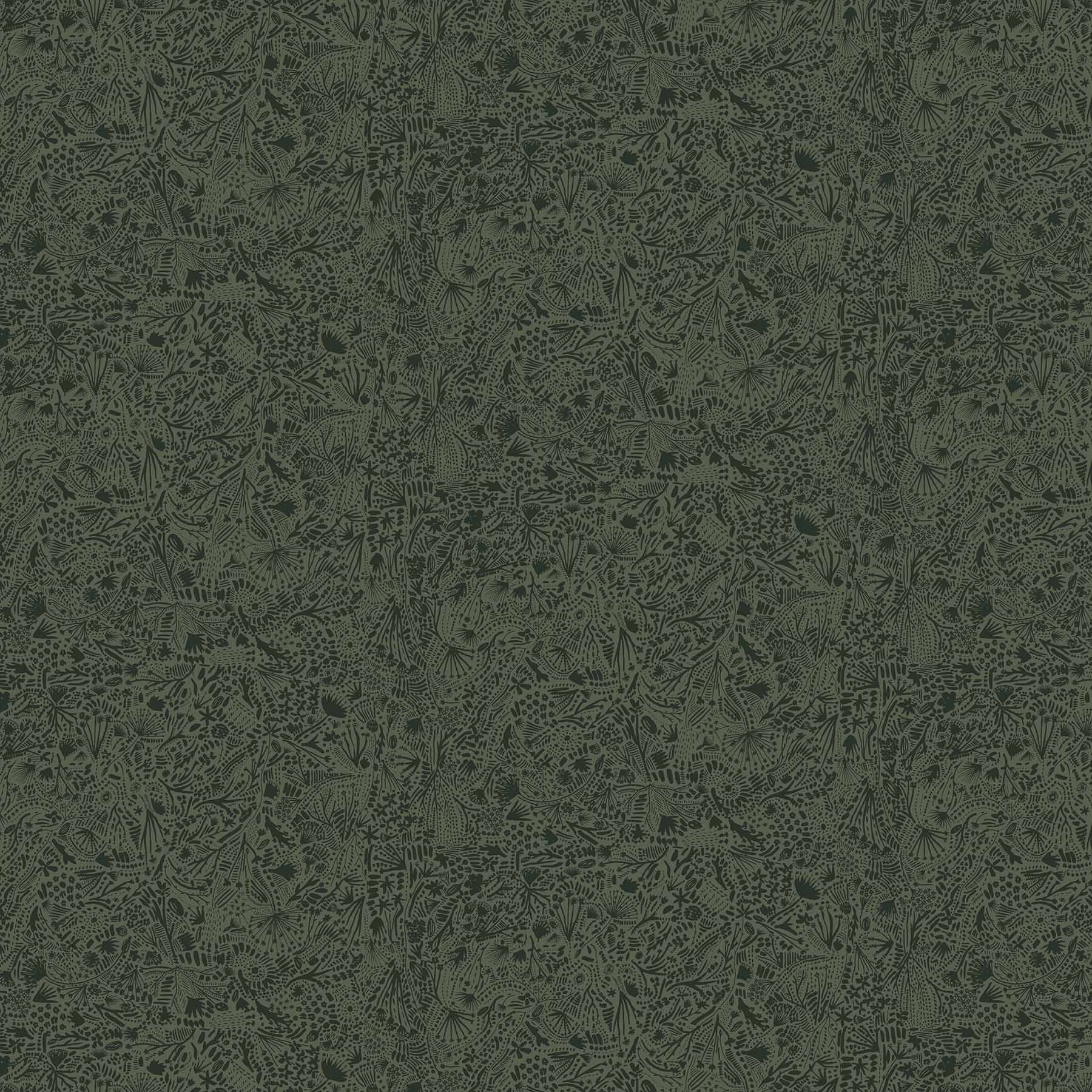 Rayon fabric a green tone on tone small foliage print. For sewing flowy garments.