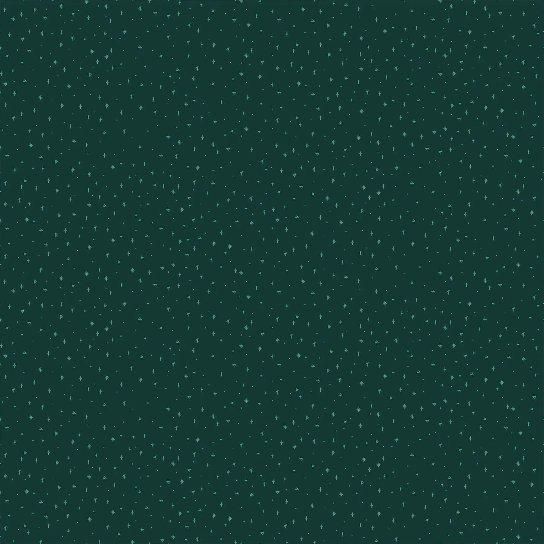 Fabric with a dark green background and small star illustrations. Christmas fabric bundle 11 Piece Fat Quarters, Noel by Figo Fabrics. 100% cotton for sewing and crafting. 